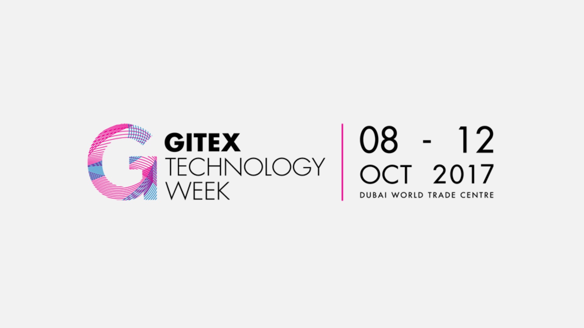 Logo for GITEX Technology Week 2017, held from October 8 to 12 at the Dubai World Trade Centre. The design features a stylized G and text in bold and regular fonts on a white background.