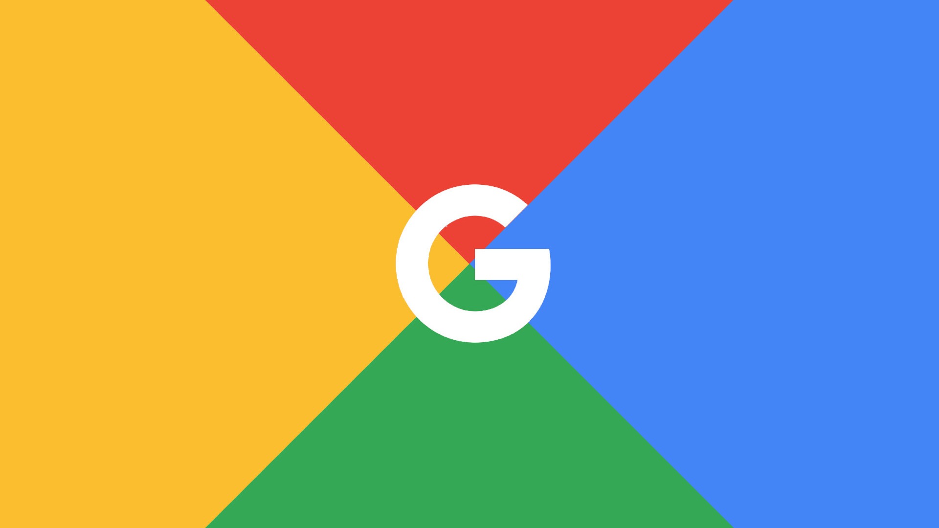 The image features Googles logo, a white G, centered on a background divided into four triangles with colors red, blue, yellow, and green, arranged in clockwise order starting from the top left.
