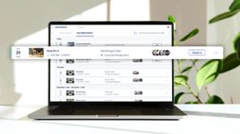 Conference room scheduling software on a laptop.