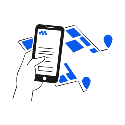 Centralized Office Floor Plan Illustration