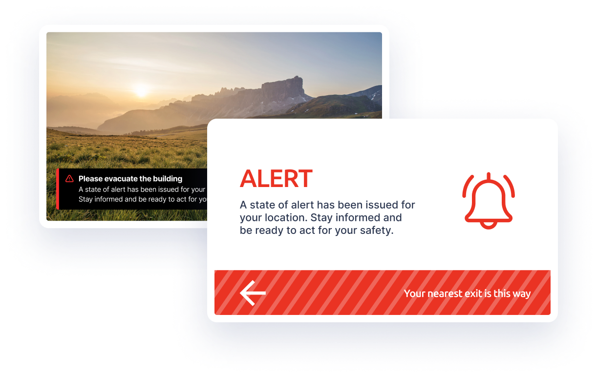 Company full-screen pop-up alerts