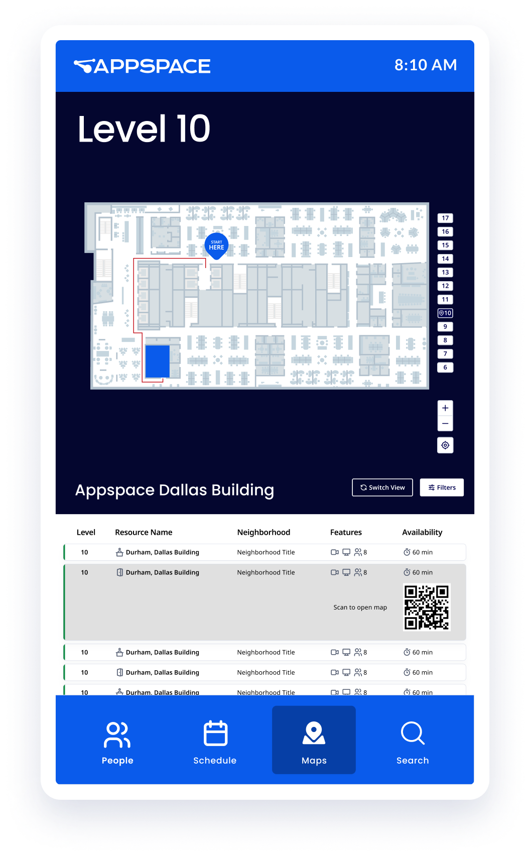 Wayfinding app on mobile phone.