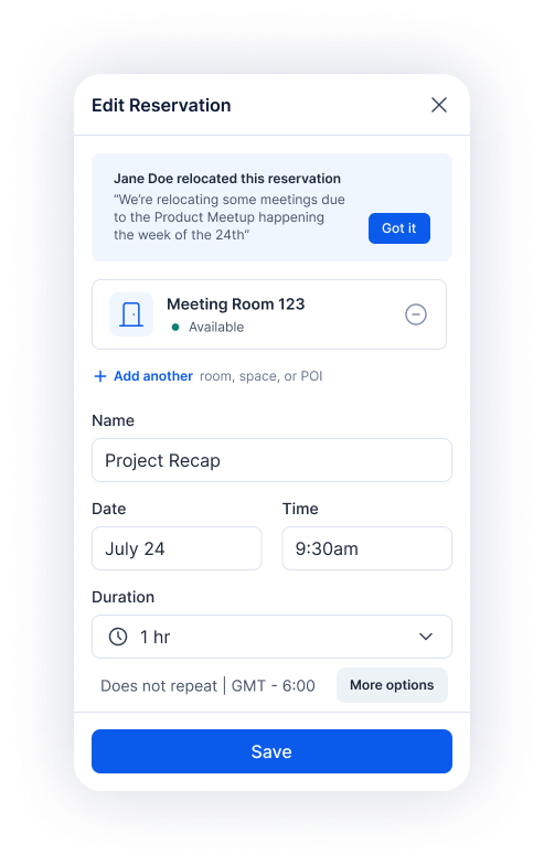 Smart relocations eliminate those frustrating surprises by automatically suggesting alternative available rooms.
