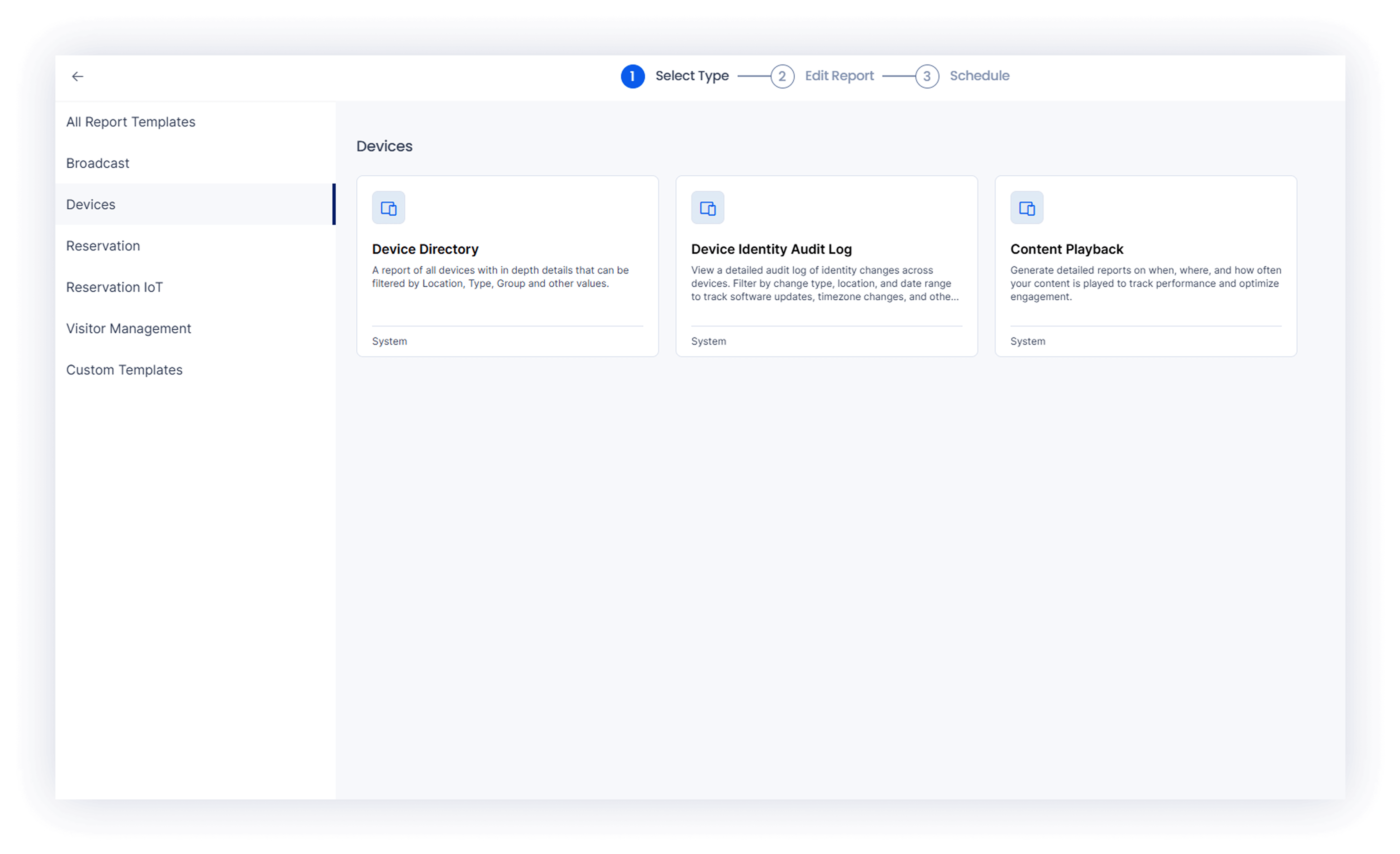 Redesigned content playback reports is available in the Device Reporting module.