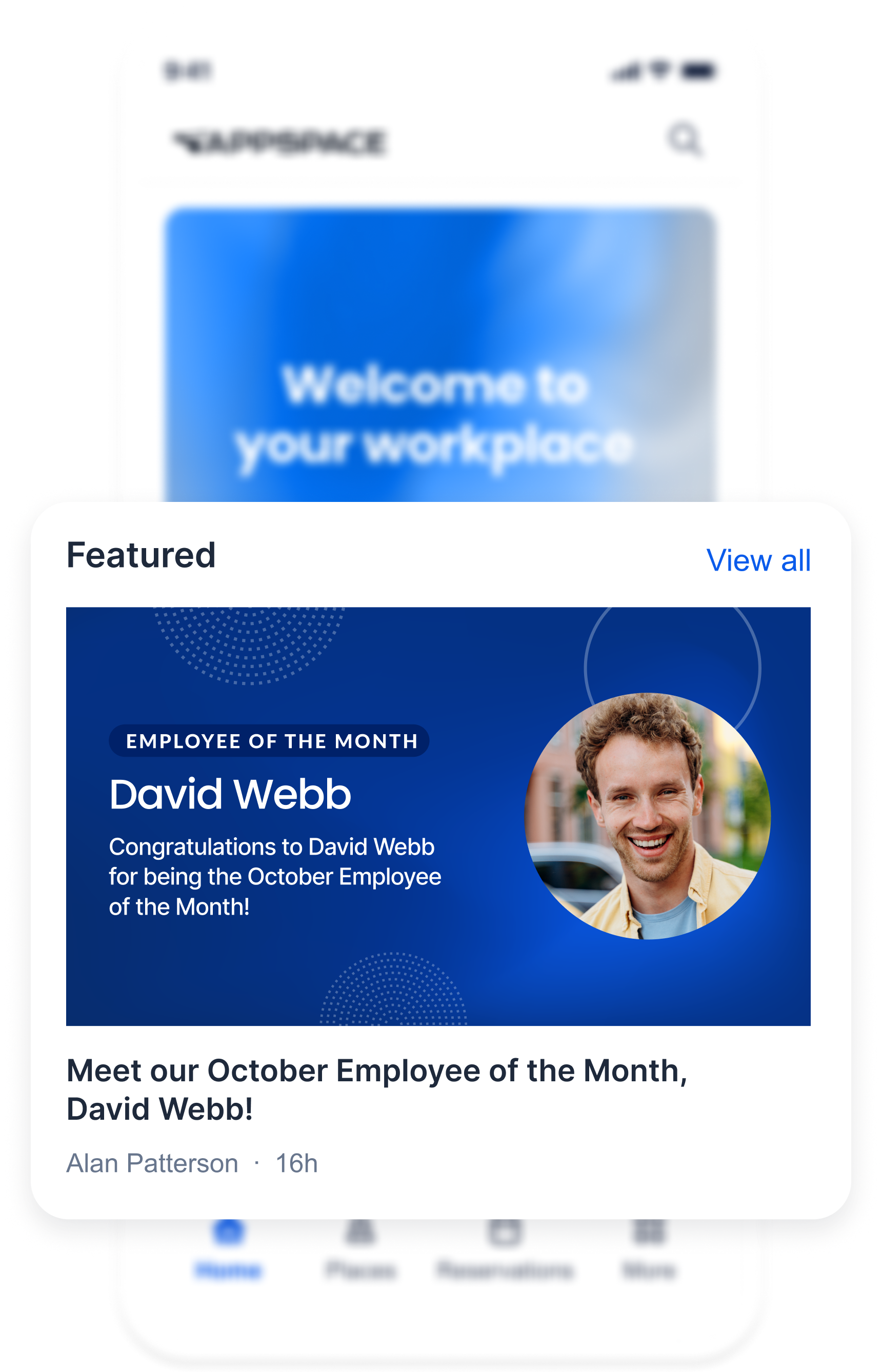 Card signage on mobile app screen