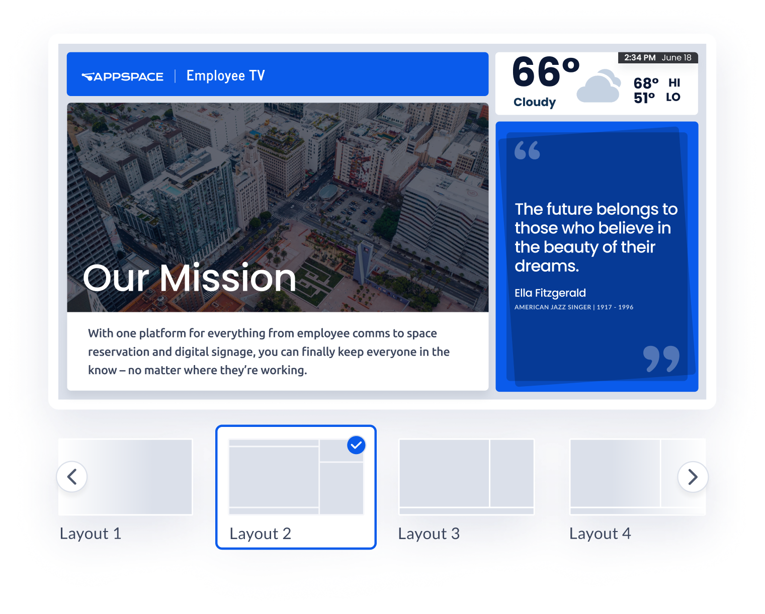 Office environment with multiple display screens showing content