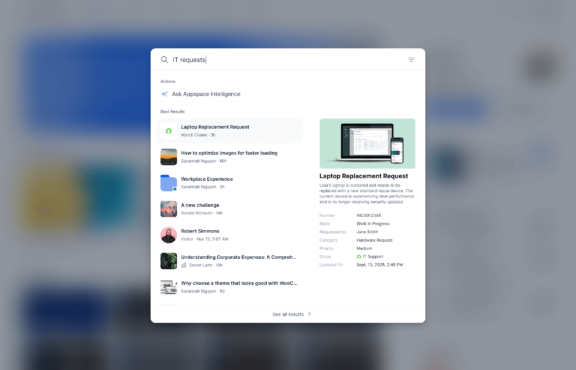 We've enhanced our federated search to support ServiceNow so you can quickly find knowledge articles, ticket history, and more