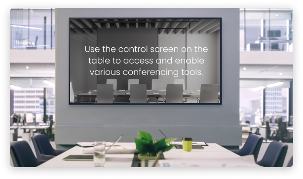 BZ53Lx Sony device showing directions in a professional conference room.