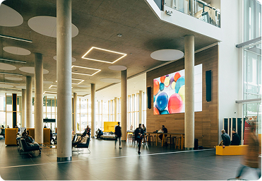 UON interior lobby with digital sign