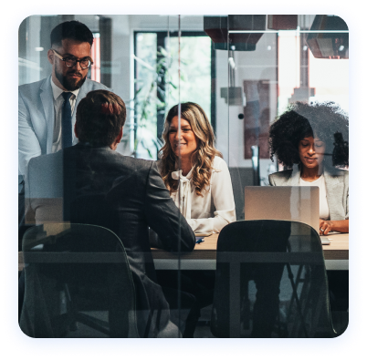 Professionals having a meeting in a conference room.