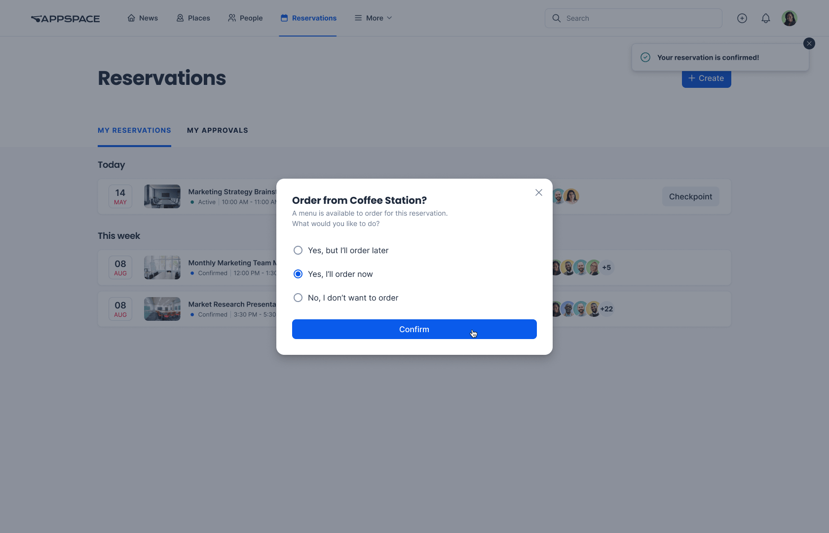 Dashboard view of Service Request Selected | Appspace