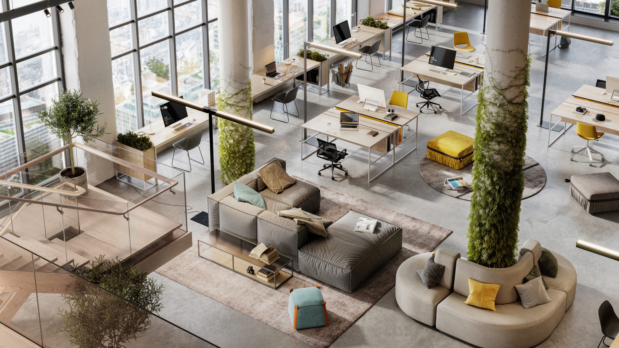 Office space management for hybrid workplaces - with flexible desk and collaboration spaces