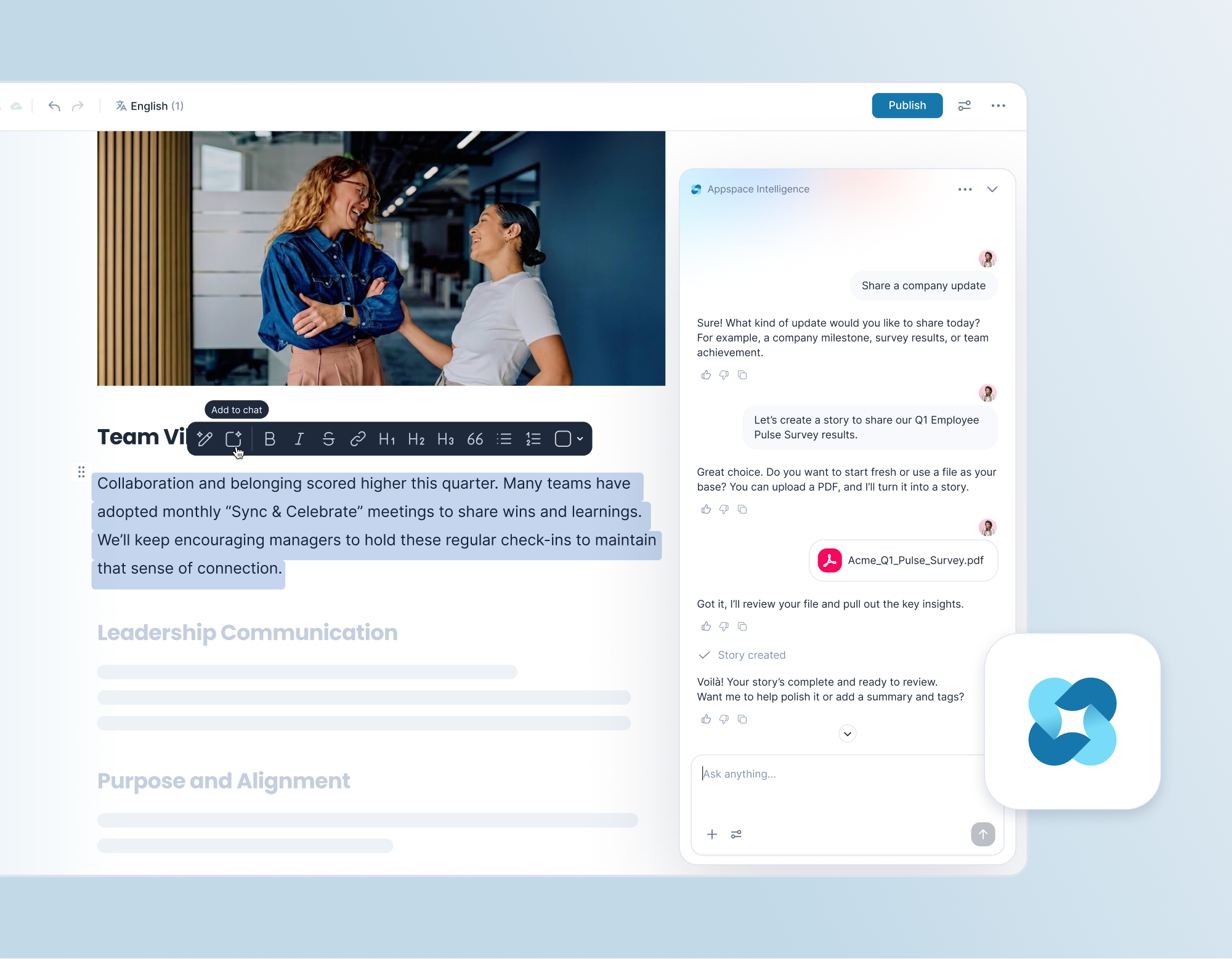 Appspace communications and HR interface, view 2